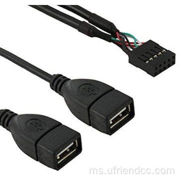 10Pin Header Perempuan Dual USB 2.0 Kabel Penyesuai